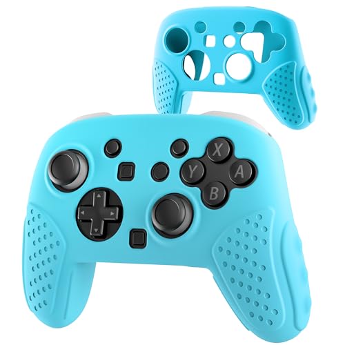 GLDRAM Switch 2 Pro Controller Clear Case, Remote Soft Silicone Protective Cover Skin, Scratch & Shockproof Durable Accessories for Nintendo Switch 2 Pro Controller - Blue