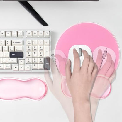 Gel Wrist Rest for Keyboard and Mouse - Ergonomic Pink Mouse Pad with Wrist Rest Support Non-Slip Base for Latop/Desktop/Office Home - color: Pure Pink, style: Wave Shape