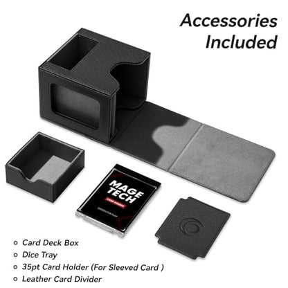 Card Deck Box for MTG Commander - Patented Design, Commander Display, Fits 100 Double-Sleeved Cards, 35pt Card Brick & Dice Tray - Black/Gray - color: 2. Artifact (Black /Grey)