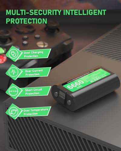 GKHERD Rechargeable Controller Battery Pack for Xbox One/Xbox Series X|S, 2x6660mWh Battery Pack with Type-C Charging Cable for Xbox One/S/X/Elite Controller