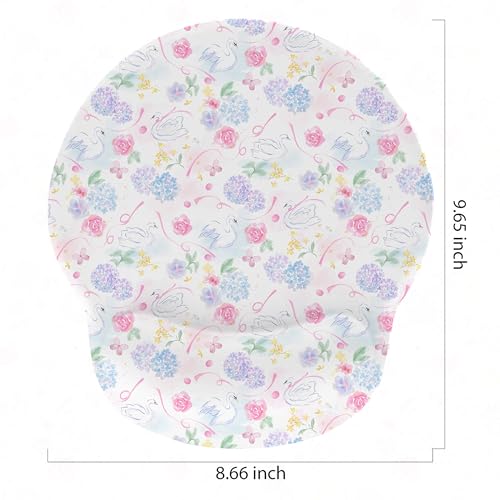 Ergonomic Mouse Pad with Wrist Support,Non-Slip Rubber Base for Computer Laptop & Mac,Lightweight Rest for Home,Office & Travel (Hydrangea Swan) - color: Hydrangea Swan