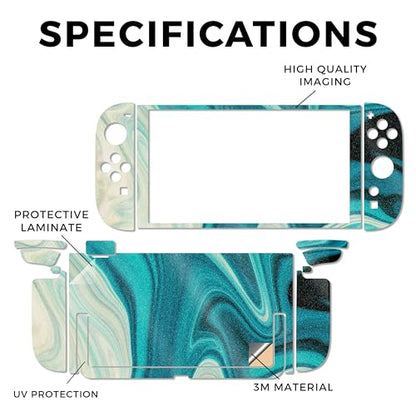 Glossy Glitter Gaming Skin Compatible with Nintendo Switch 2 Console Only - Aqua Swirl - Premium 3M Vinyl Protective Wrap Decal Cover - Easy to Apply | Crafted in The USA by MightySkins - color: Aqua Swirl, size: Switch 2 Console Skin Only, style: Glossy