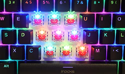 i-rocks K71M RGB Mechanical Gaming Keyboard with Media Control Knob, Switches (Brown), 107 Keys w/Full NKRO, PBT Keycaps, Multimedia Hotkeys, Detachable USB-C Cable and Onboard Storage, Black - color: Black, size: Switches (Brown)