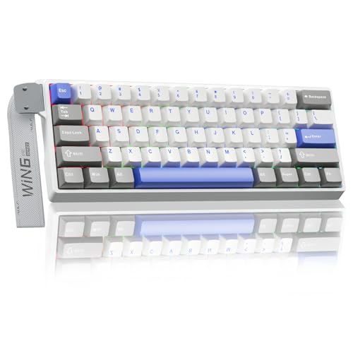 AULA WIN60 HE MAX - 60% Mechanical Gaming Keyboard Wired, Hall Effect Magnetic Switches Hot Swappable, Adjustable Actuation Rapid Trigger Mode, 8000 Hz Polling Rate, 60 Percent Keyboard Compact Design - color: Gray&White&Blue