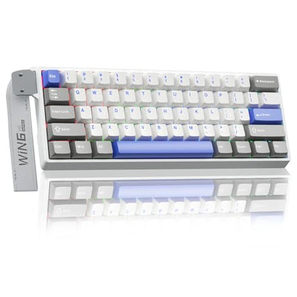 AULA WIN60 HE MAX - 60% Mechanical Gaming Keyboard Wired, Hall Effect Magnetic Switches Hot Swappable, Adjustable Actuation Rapid Trigger Mode, 8000 Hz Polling Rate, 60 Percent Keyboard Compact Design - color: Gray&White&Blue