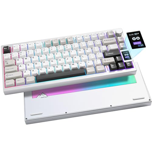 YUNZII AL80 75% Wireless Aluminum Mechanical Keyboard(Silver,Cocoa Cream) | QMK/VIA, Smart LCD Display and Knob, Hot Swap, Gasket Structure, BT/2.4G/USB-C, RGB Keyboard for Gaming/Win/Mac - color: Silver, size: Cocoa Cream V2 Switch