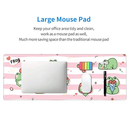 Cute Frog Mouse Pad XL Large Mousepad Non Slip Rubber Base Desk Mat for Laptop Computer Gaming 31.5" X 12" - color: Cute Frog