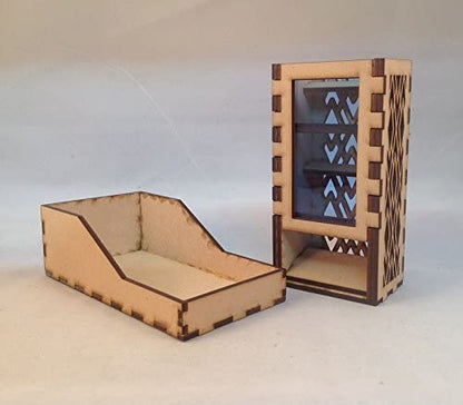 Mini Dice Tower and Tray v4 Medium Blue Acrylic Window Laser Cut MDF Unique Gift