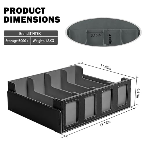 4-Row Trading Card Storage Box – Holds 3000+ Cards – Commander Display Slot, Magnetic Removable Lid, PU Leather Deck Box – Compatible with MTG Commander, TCG,(T2400Black&Gray) - color: T2400Black&Gray