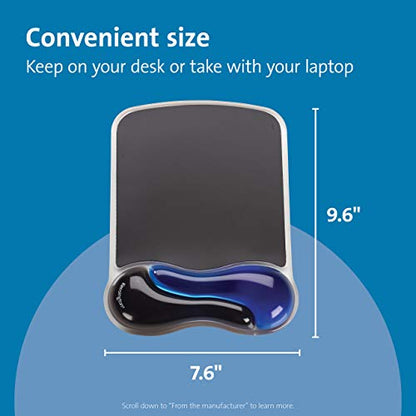 Kensington Duo Gel Mouse Pad with Wrist Rest, Ergonomic Wrist Support for Pain Relief, Comfortable Non-Skid Gel Pad for Computer, Laptop, Office & Home 9.6" x 7.6", Blue K62401AM | Ergonomic wrist support, non-skid gel pad, 9.6 x 7.6 in, pain relief for l