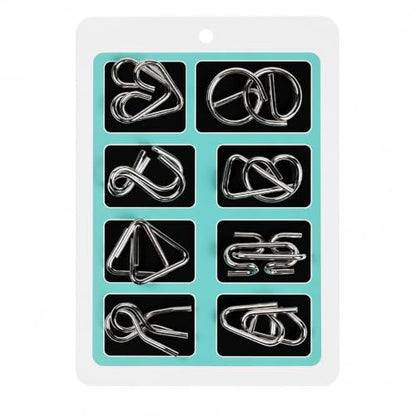 Metal Brain Teaser Puzzles Ring Educational Toys, Steel IQ Games Physics Mind Metal Puzzles for Adults, Unlock Interlock Game, Brain Teaser Puzzle for Party Favor Kids (B) - style: B