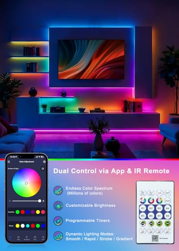 16.4FT Neon Rope Lights,Flexible RGB+IC LED Strip Lights,Remote Control,Multiple Modes,for Living Room,Bedroom,Holiday Decoration - size: RGBIC-5M