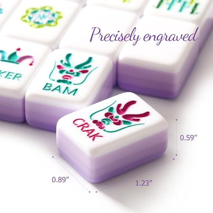 American Mahjong Tile Set, 160 Purple 4 Layer Mah Jong GameTiles with Tile Bag, Gift-Ready Storage Box, 4 Dice with Pouch, Mahjong Travel Tiles Set, Western Mah Jongg, Majong, Majiang - color: Purple
