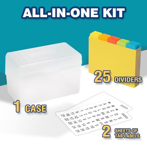 H4D Index Card Holder 4x6 Inches with 25 Plastic Dividers, Clear - color: Clear, size: 4x6 inch