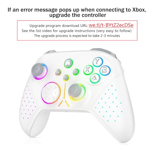 Dinosoo RGB Wireless Controller for Xbox Series X/S/Xbox One Android PC, Bluetooth Hall Effect Joysticks Dual Vibration Turbo Function 3.5mm Headphone Jack Macro Function