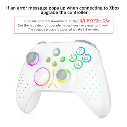 Dinosoo RGB Wireless Controller for Xbox Series X/S/Xbox One Android PC, Bluetooth Hall Effect Joysticks Dual Vibration Turbo Function 3.5mm Headphone Jack Macro Function