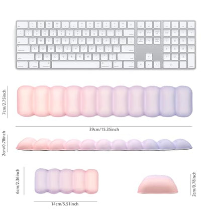 Keyboard and Mouse Wrist Rest Set, Ergonomic Memory Foam Wrist Support | for Typing Comfort, Non-Slip Base, Pain Relief Office Gaming Desk Accessory