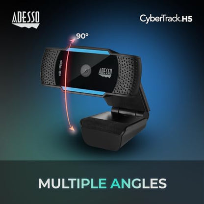 Adesso Cybertrack H5 1080p HD Webcam, Black | USB Autofocus, Microphone, 1920 Pixels X 1080 Pixels, 2.1 Mpixels