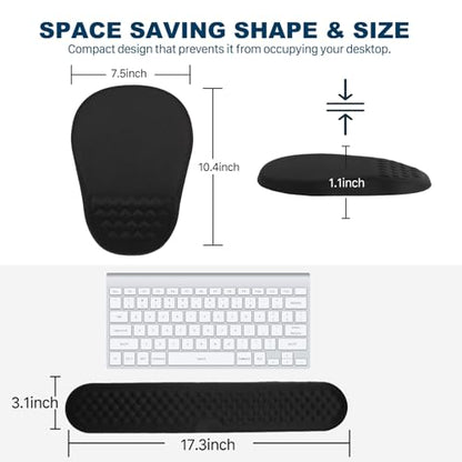 Ergonomic Mouse Pad and Keyboard Wrist Rest with Massage Design, Space-Saving Mouse Pad Wrist Support, Memory Foam Wrist Rest with Non-Slip PU Base for Computer Desk, Black - color: Massage01-black