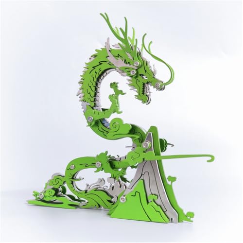 Chinese Dragon 3D Metal Jigsaw Puzzle, Cyan, 92 Pieces | DIY Games, Handmade Model Kits, Building Blocks Assembly, Gift for Adult - color: Chinese Dragon Cyan