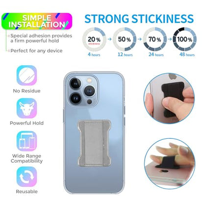 WUOJI Universal Phone Grip for Smartphones - Phone Holder for Hand - Wireless Charging Compatible (Silver) - 2Pack - color: Silver