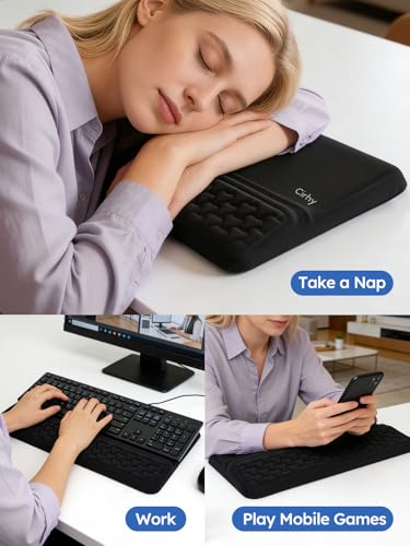 Cirhy 2-in-1 Ergonomic Keyboard Stand and Wrist Rest, Memory Foam, Black | 12.5 and 3 Degree Angle Support, Memory Foam Wrist Cushion, Non-Slip Silicone Base, for Typing, Gaming, Office and Study