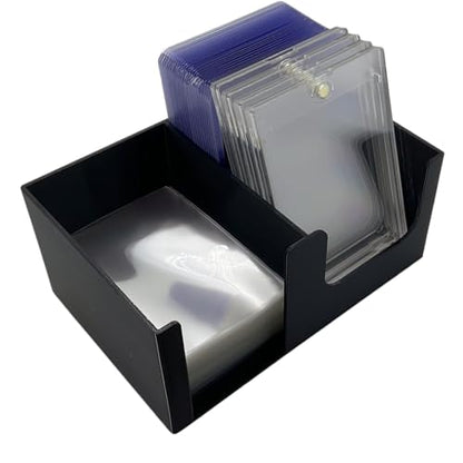 Card Care Lite - Toploader Dispenser Stackable Card Storage Box - Penny Sleeve Holder (Black) - color: Black