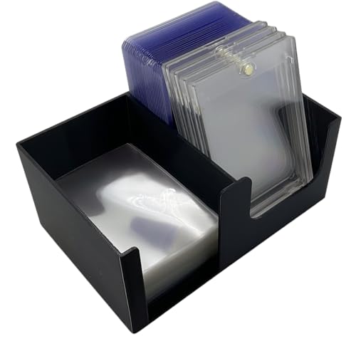 Card Care Lite - Toploader Dispenser Stackable Card Storage Box - Penny Sleeve Holder (Black) - color: Black