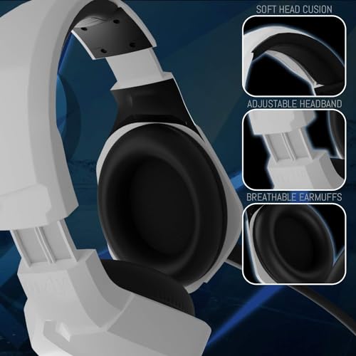 Orzly Gaming Headset (White) for PC and Gaming Consoles PS5, PS4, Xbox Series X | S, Xbox ONE, Nintendo Switch & Google Stadia Stereo Sound with Noise Cancelling mic - Hornet RXH-20 Siberia Edition - color: White