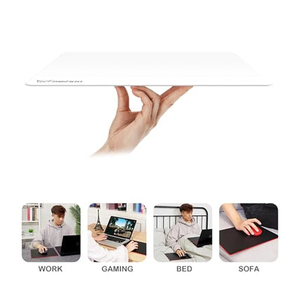 White Plastic Resin Hard Mouse Pad Premium Esports Waterproof Ultra Smooth No Irritating Smell Environment Fast and Accurate Control for Office and Gaming Laptop(11.81x9.45in)