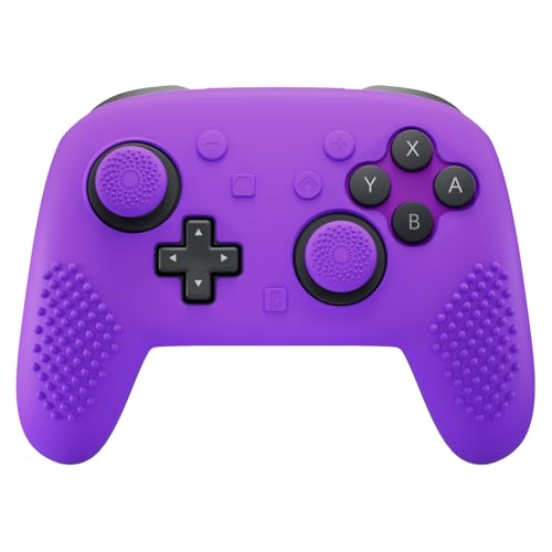 PlayVital Silicone Cover Skin for Nintendo Switch 2 Pro Controller – 3D Studded Edition Anti-Slip Grip Protector Case for Switch 2 Pro with Back Button Cap, Thumb Grips & Sticker - Purple - color: Purple