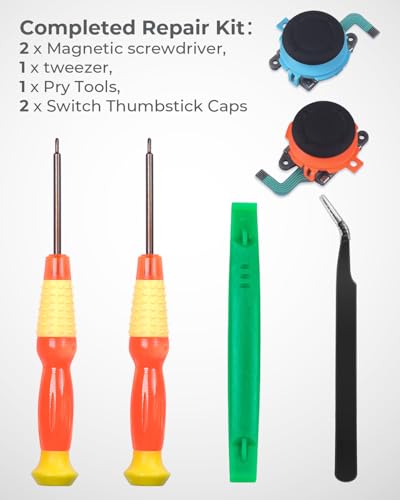 Semaiki for Nintendo Switch 2 Joy-con Joysticks Replacment, 3D Analog Joystick Thumb Caps with Screwdriver, Pry Tool, Tweezer,Anti-Drift Switch 2 Joysticks Parts and Repair Tool Kits
