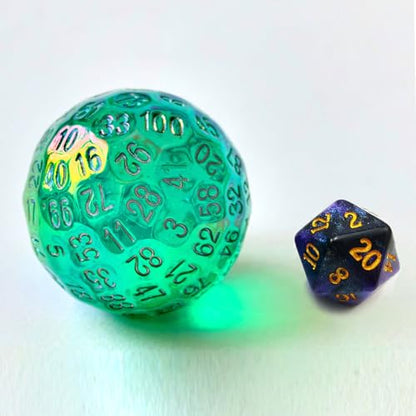 Bescon Dazzling Green 100 Sided Dice, Game Dice D100, Polyhedral Solid 100 Sides Dice 45MM in Diameter (1.8inch) - color: D100 Dazzling Green