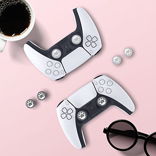 PlayVital Cat Paw Cute Thumb Grip Caps for ps5/4 Controller, Silicone Analog Stick Caps Cover for Xbox Series X/S, Thumbstick Caps for Switch Pro Controller - Gray & Light Gray - color: Cat Paw Gray & Light Gray
