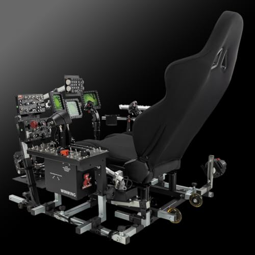 SimFab Modular Flight Simulator Cockpit For Combat Simulation. DCS Edition. Compatible With Thrustmaster Warthog, WinWing, VirPil, VKB And Alike Controls. Upgradable To General Aviation, Space Sim Or Sim Racing. (black seat) - color: black seat