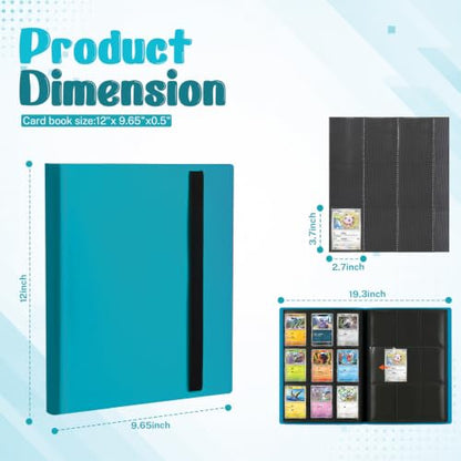 Trading Card Binder, 9 Pocket 20 Pages 360 Cards, Suitable for MTG, TCG(Lake Blue) - color: Lake Blue