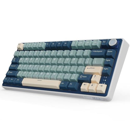 RK ROYAL KLUDGE R75 Wireless Mechanical Keyboard, 75% Percent Custom Gaming Keyboard Gasket Mount RGB Backlit with Knob & PBT Keycaps, BT5.1/2.4GHz/USB-C, Hot Swappable Cream Switch - color: Blue