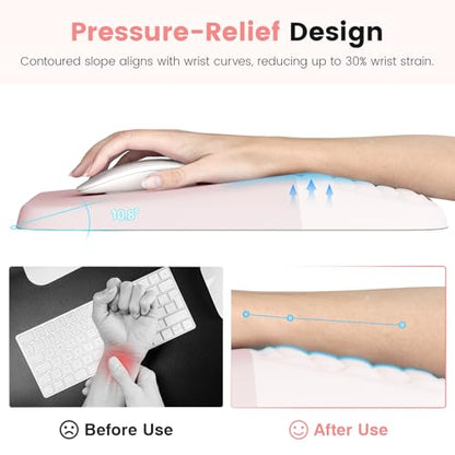 Ospelelf Mouse Pad with Wrist Rest Ergonomic Comfortable Pain Relief Mousepad Wrist Support for Computer Solid Pink - color: Solid Pink
