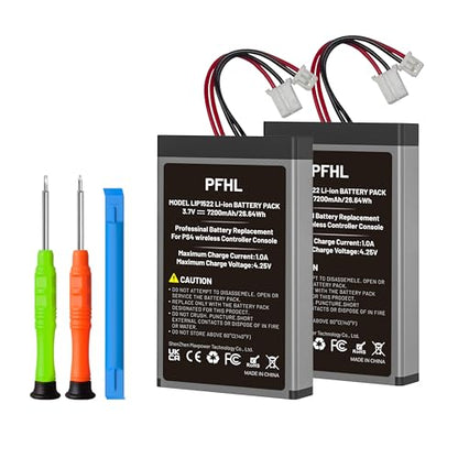 2 Pack 7200mAh LIP1522, PS4 Battery, (2026 New Upgrade) New 0 Cycle High Capacity Battery for Sony PS4 Pro/PS4 Slim PlayStation 4 Dualshock 4 Controller CUH-ZCT1H CUH-ZCT2U with Repair Tool Kits