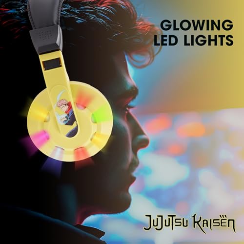 Jujutsu Kaisen Gaming Headset with Mic, Wired Headphones, Microphone, LED | Jujutsu Kaisen wired gaming headset, mic, LED lights, padded over-ear comfort, enhanced audio, PC gaming setup. - color: JJK