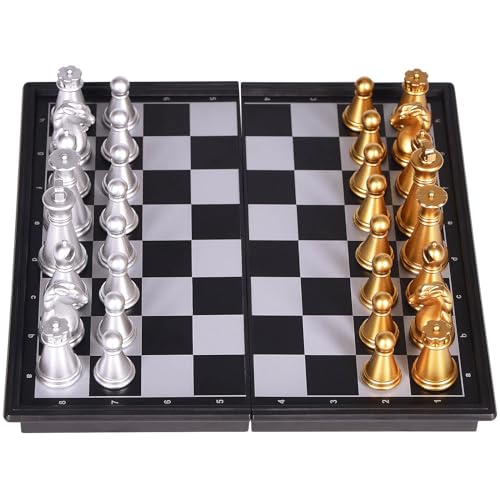 5" Mini Chess Set Travel Board Game with Magnetic Folding Chess Board Portable and Store Chess Pieces Pocket Chess Games for Kids and Adult,Easy to Carry