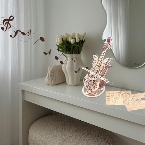 3D Wooden Puzzle for Adults Cool Cello Music Box DIY Model Wood Crafts Kits | Build your Mechanical Puzzle Building Kits - style: cello