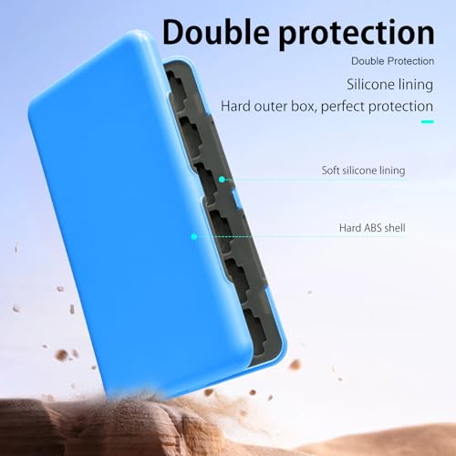 ONETIAOLONG Switch Game Case Holder for Switch 2 & OLED & Lite with 24 Cartridge Slots and 48 Micro SD Card Storage with Magnetic Closure,Protective Hard Shell and Soft Lining for Easy carrying - color: Sky Blue, style: 24-slots