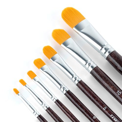Transon 7pcs Artist Filbert Paintbrush Set for Acrylic Watercolor Gouache Oil and Body Painting - style: Filbert