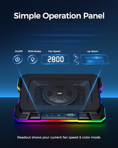 KeiBn Gaming Laptop Cooling Pad, Laptop Cooling Stand with 5.5inch External Cooling Fan, Rapid Cooling Laptop 15.6-19.3inch, Infinitely Variable Speed, 8 Height Stands, 4 USB Ports, Blue - color: RGB