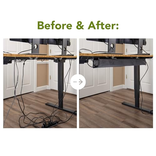 Uprite Ergo/Perfect Posture - Mesh Cable Organizer – Under Desk Cable Management with Adjustable Straps, Flexible Mesh, Easy-Access Design, & Standing Desk Compatible – 37.4” (Black) - color: Black