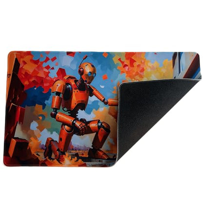 Foxtrot Designs TCG Playmat, 24in x 14in, Premium Stitched Edges, Non-Slip Base for MTG and Other Trading Card Games. MTG Playmat. (District 10) - color: District 10
