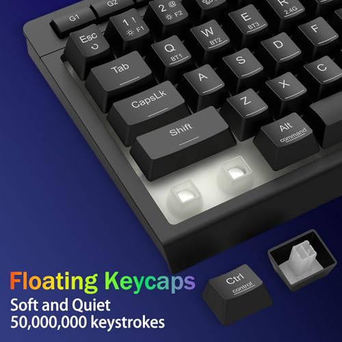 Redragon Wireless Gaming Keyboard, RGB Backlit, Portable 60% Design, Black | Bluetooth/2.4GHz/USB-C Wired, Mini Quiet Macro Membrane Keyboard, Rechargeable 4000mAh Battery, Anti-Ghosting for Win/MAC - color: Black