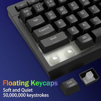 Redragon Wireless Gaming Keyboard, RGB Backlit, Portable 60% Design, Black | Bluetooth/2.4GHz/USB-C Wired, Mini Quiet Macro Membrane Keyboard, Rechargeable 4000mAh Battery, Anti-Ghosting for Win/MAC - color: Black