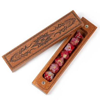 Wooden DND Dice Box, Dice Holder Case with Felt Lined Magnetic Lid for D&D Tabletop Game - Acacia (Evil Eye and Dragon-Black) - color: Evil Eye and Dragon-Black